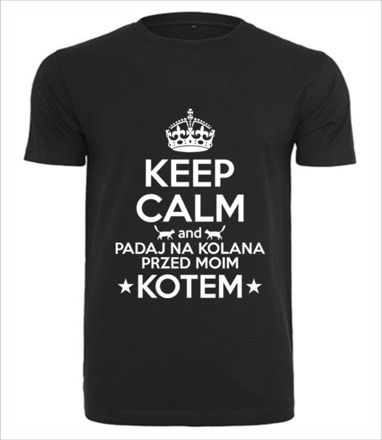 Na kolana przed kotem koszulka z nadrukiem milosnicy kotow mezczyzna jipi pl 1504 1