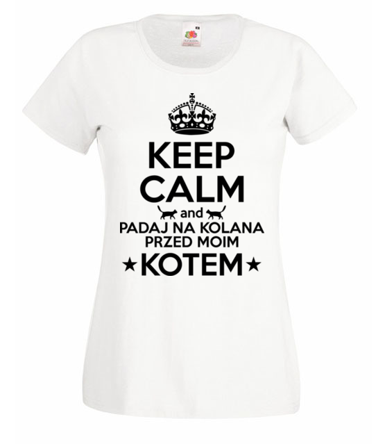 Na kolana przed kotem koszulka z nadrukiem milosnicy kotow kobieta jipi pl 1503 58