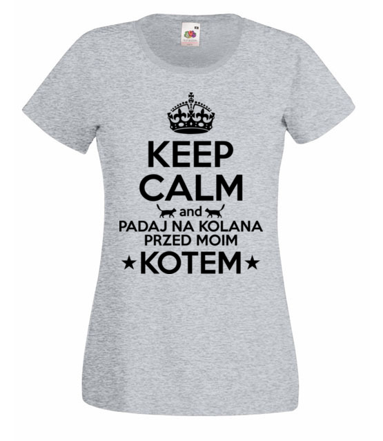 Na kolana przed kotem koszulka z nadrukiem milosnicy kotow kobieta jipi pl 1503 63