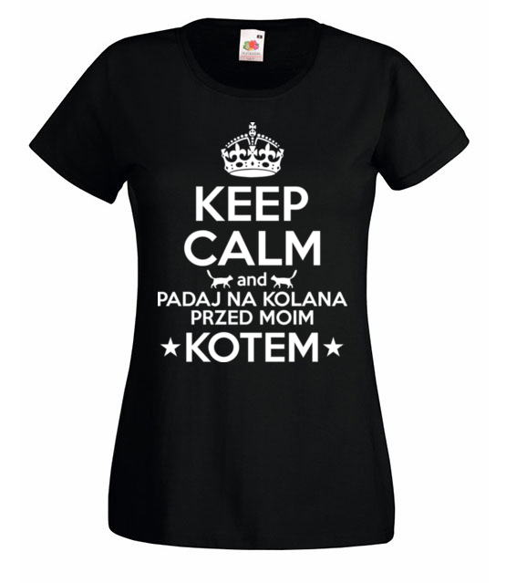 Na kolana przed kotem koszulka z nadrukiem milosnicy kotow kobieta jipi pl 1504 59