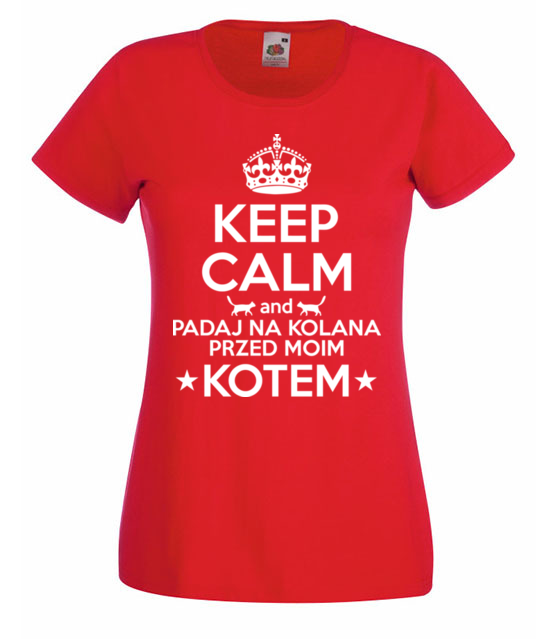 Na kolana przed kotem koszulka z nadrukiem milosnicy kotow kobieta jipi pl 1504 60