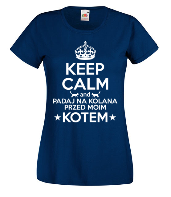 Na kolana przed kotem koszulka z nadrukiem milosnicy kotow kobieta jipi pl 1504 62