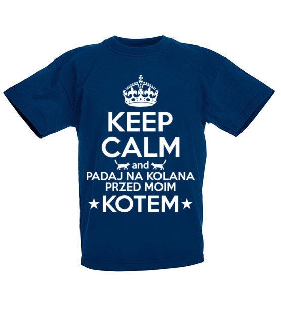 Na kolana przed kotem koszulka z nadrukiem milosnicy kotow dziecko jipi pl 1504 86