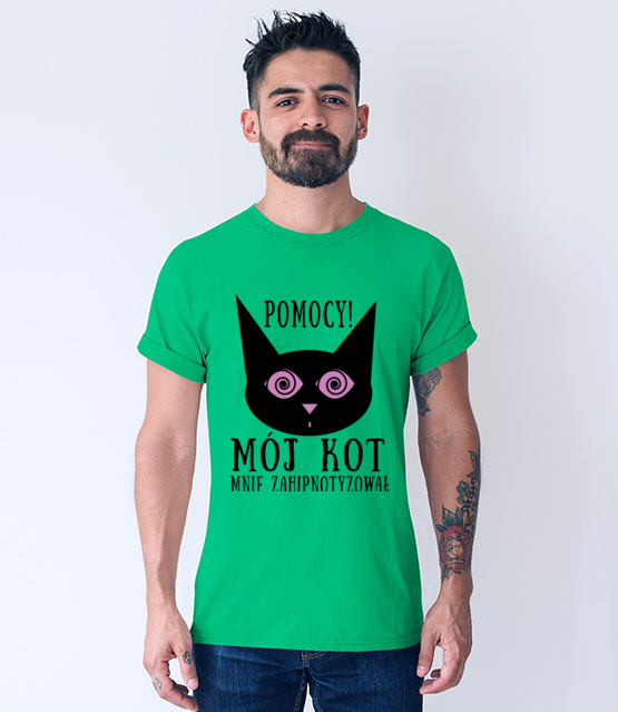 Kot hipnotyzer koszulka z nadrukiem milosnicy kotow mezczyzna jipi pl 1512 192