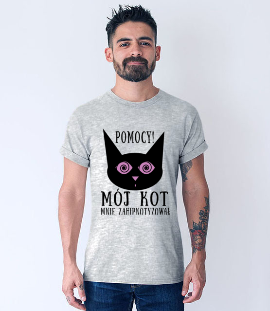 Kot hipnotyzer koszulka z nadrukiem milosnicy kotow mezczyzna jipi pl 1512 57