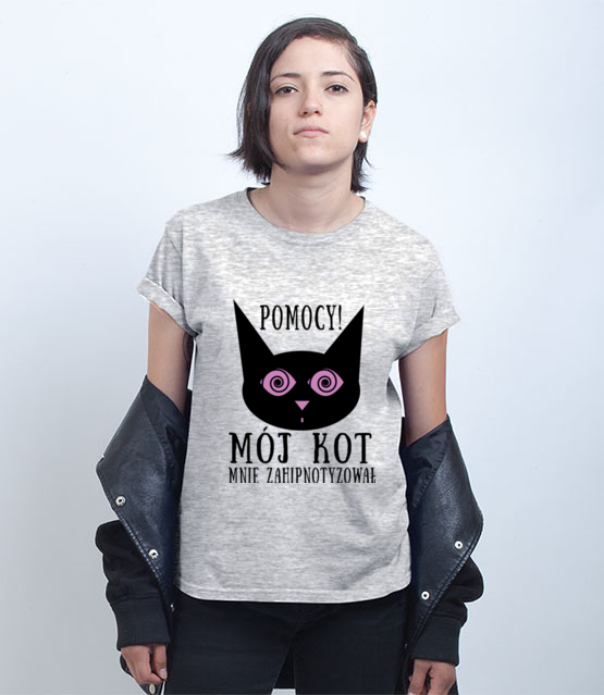 Kot hipnotyzer koszulka z nadrukiem milosnicy kotow kobieta jipi pl 1512 75