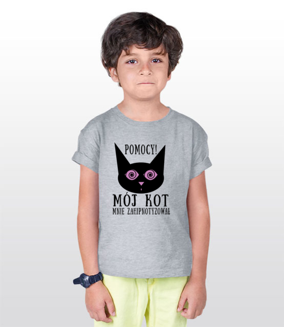 Kot hipnotyzer koszulka z nadrukiem milosnicy kotow dziecko jipi pl 1512 99