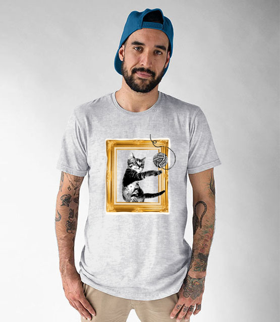 Kot w ramce vintage koszulka z nadrukiem milosnicy kotow mezczyzna jipi pl 1514 51