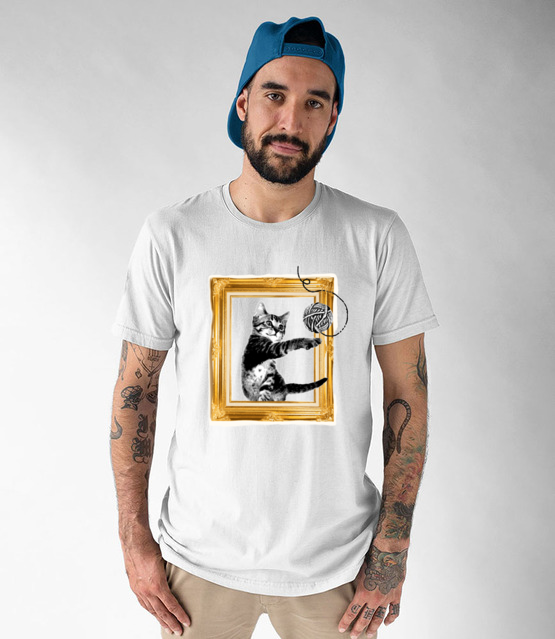 Kot w ramce vintage koszulka z nadrukiem milosnicy kotow mezczyzna jipi pl 1515 47