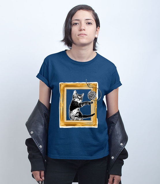Kot w ramce vintage koszulka z nadrukiem milosnicy kotow kobieta jipi pl 1514 74