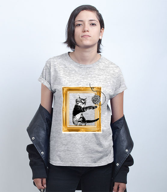 Kot w ramce vintage koszulka z nadrukiem milosnicy kotow kobieta jipi pl 1514 75