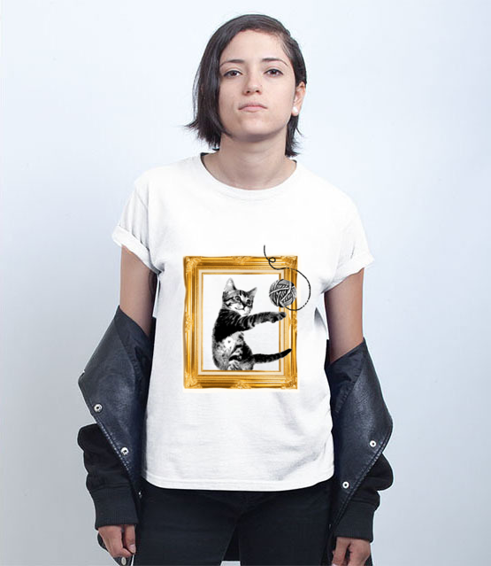 Kot w ramce vintage koszulka z nadrukiem milosnicy kotow kobieta jipi pl 1515 71