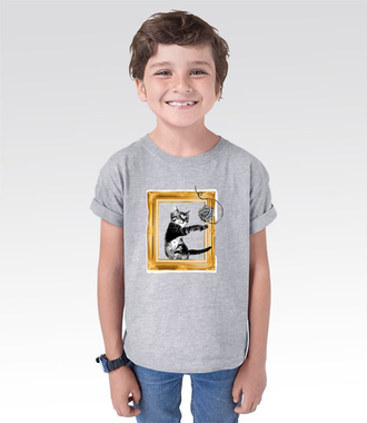 Kot w ramce vintage - Koszulka z nadrukiem - Miłośnicy kotów - Dziecięca