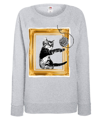 Kot w ramce vintage - Bluza z nadrukiem - Miłośnicy kotów - Damska
