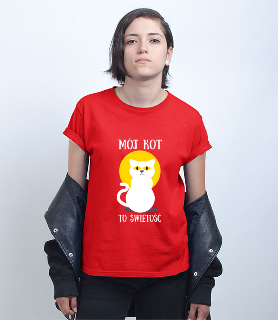 Bo do kota mozna miec dystans koszulka z nadrukiem milosnicy kotow kobieta jipi pl 1517 72