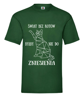Świat bez kotów - Koszulka z nadrukiem - Miłośnicy kotów - Męska