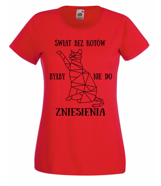 Świat bez kotów - Koszulka z nadrukiem - Miłośnicy kotów - Damska