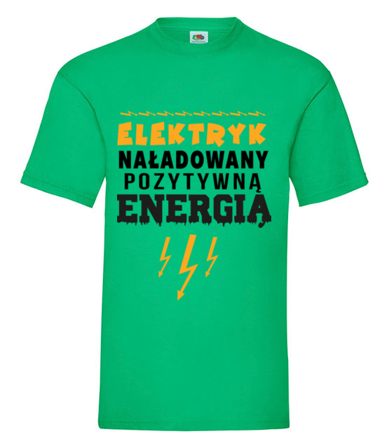 Naladowany pozytywna energia koszulka z nadrukiem praca mezczyzna jipi pl 1627 186