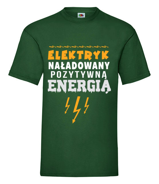Naladowany pozytywna energia koszulka z nadrukiem praca mezczyzna jipi pl 1628 188