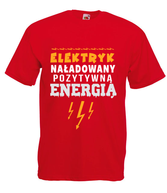 Naladowany pozytywna energia koszulka z nadrukiem praca mezczyzna jipi pl 1628 4