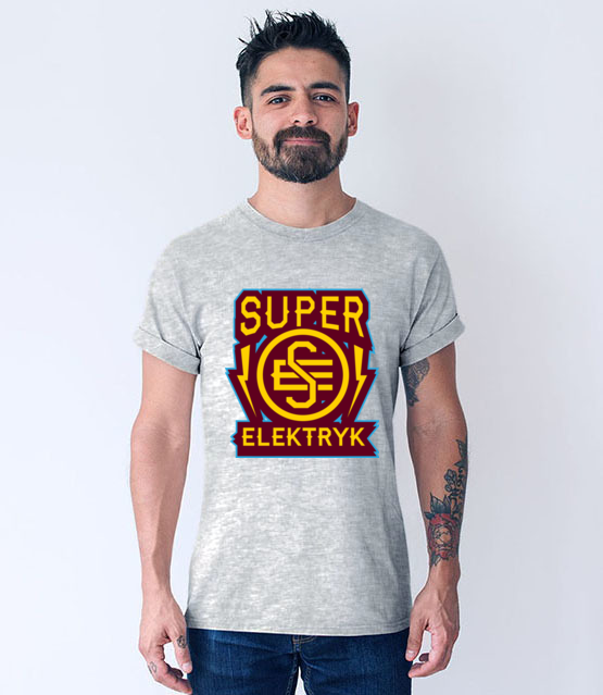 Super elektryka prad nie dotyka koszulka z nadrukiem praca mezczyzna jipi pl 1631 57
