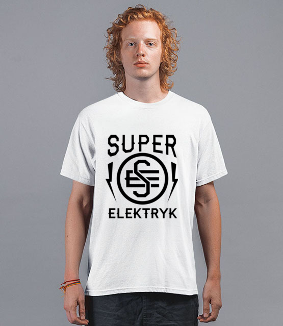 Super elektryk to super bohater koszulka z nadrukiem praca mezczyzna jipi pl 1632 40