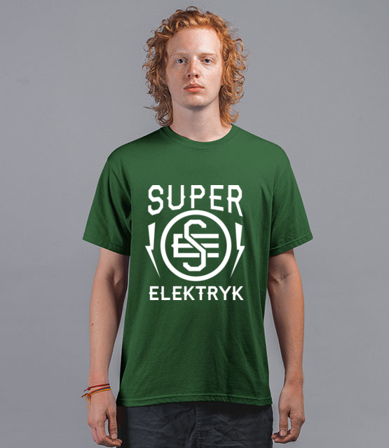 Super elektryk to super bohater koszulka z nadrukiem praca mezczyzna jipi pl 1633 195