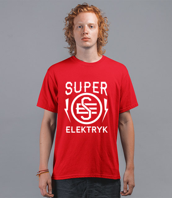 Super elektryk to super bohater koszulka z nadrukiem praca mezczyzna jipi pl 1633 42