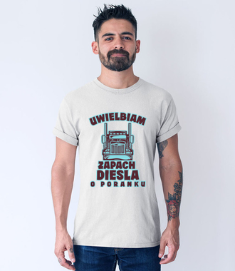 Zapach diesla - Koszulka z nadrukiem - dla kierowcy tira - Męska