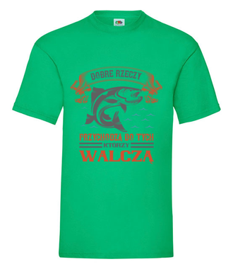 Cierpliwość i wytrwałość wędkarza - Koszulka z nadrukiem - dla wędkarza - Męska