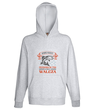Cierpliwość i wytrwałość wędkarza - Bluza z nadrukiem - dla wędkarza - Męska z kapturem