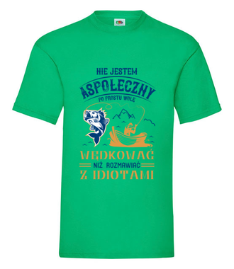 Sposób na dystans społeczny - Koszulka z nadrukiem - dla wędkarza - Męska