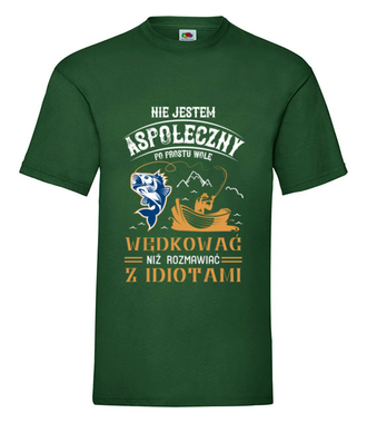 Sposób na dystans społeczny - Koszulka z nadrukiem - dla wędkarza - Męska