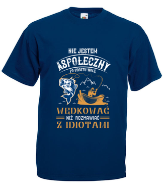 Sposób na dystans społeczny - Koszulka z nadrukiem - dla wędkarza - Męska