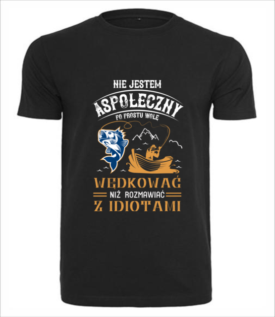 Sposob na dystans spoleczny koszulka z nadrukiem dla wedkarza mezczyzna jipi pl 1748 1