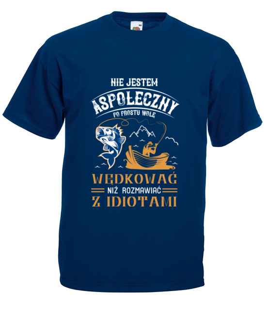 Sposob na dystans spoleczny koszulka z nadrukiem dla wedkarza mezczyzna jipi pl 1748 3