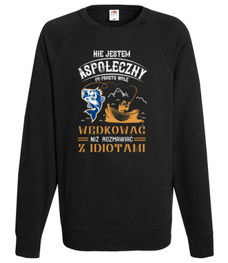 Sposób na dystans społeczny - Bluza z nadrukiem - dla wędkarza - Męska