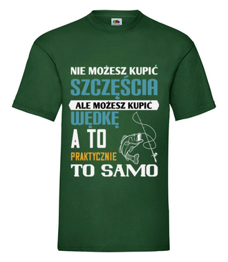 Synonim szczęścia? - Koszulka z nadrukiem - dla wędkarza - Męska