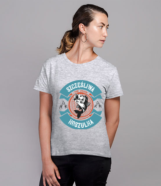Szczesliwa koszulka wedkarska koszulka z nadrukiem wedkarskie kobieta jipi pl 1777 81