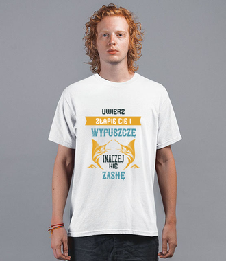 Z wędkarskim poszanowaniem życia - Koszulka z nadrukiem - Wędkarskie - Męska
