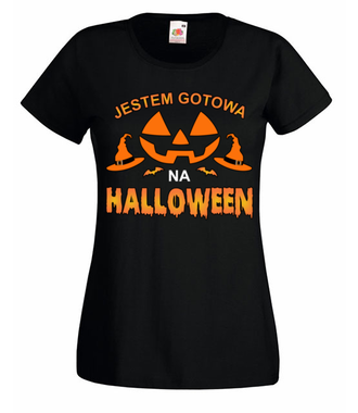 Zwarta i gotowa na Halloween - Koszulka z nadrukiem - Halloween - Damska