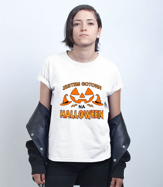 Zwarta i gotowa na halloween koszulka z nadrukiem halloween kobieta jipi pl 1813 71
