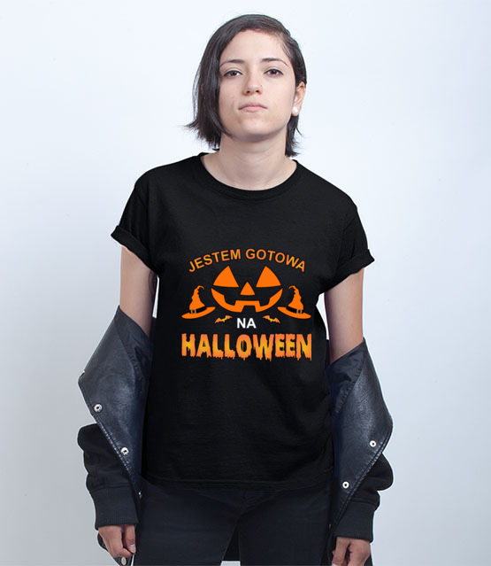Zwarta i gotowa na halloween koszulka z nadrukiem halloween kobieta jipi pl 1814 70
