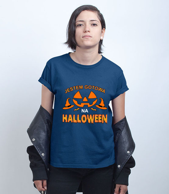 Zwarta i gotowa na halloween koszulka z nadrukiem halloween kobieta jipi pl 1814 74